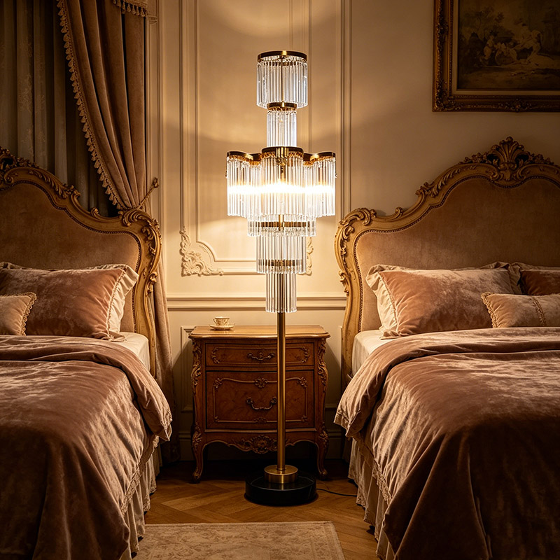 Tiered Art Deco Glass & Brass Floor Lamp With Marble Base - Image 2