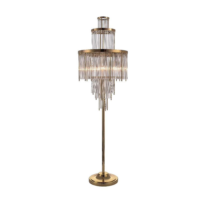 Tiered Cascade Glass Rod Brass Floor Lamp - Image 4