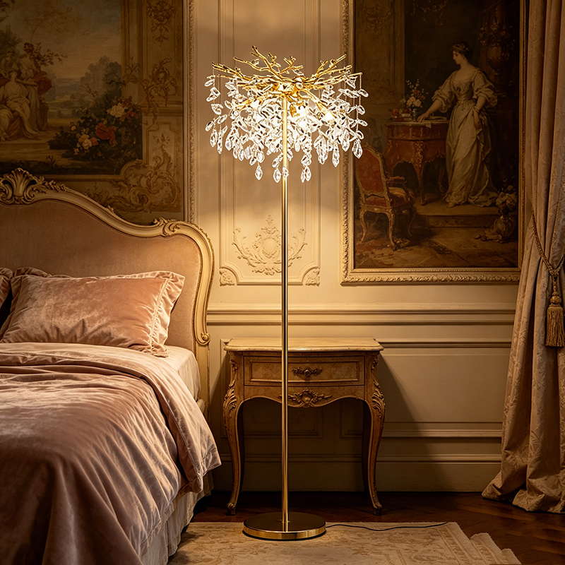 Nature-Inspired Crystal Tree Floor Lamp Duo