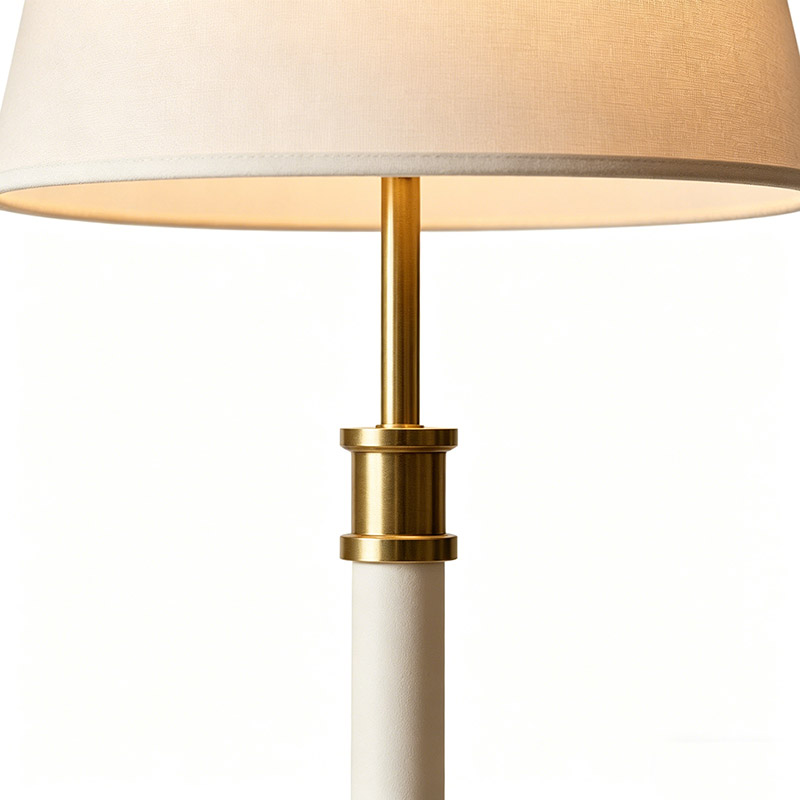 Two-Tone Leather & Brass Floor Lamp Set - Image 3