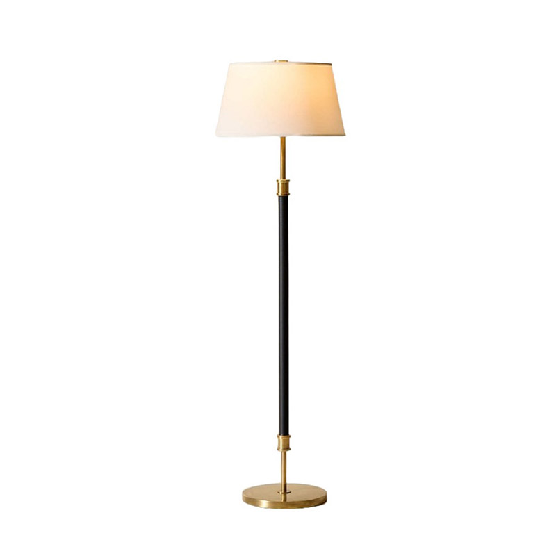 Two-Tone Leather & Brass Floor Lamp Set - Image 7