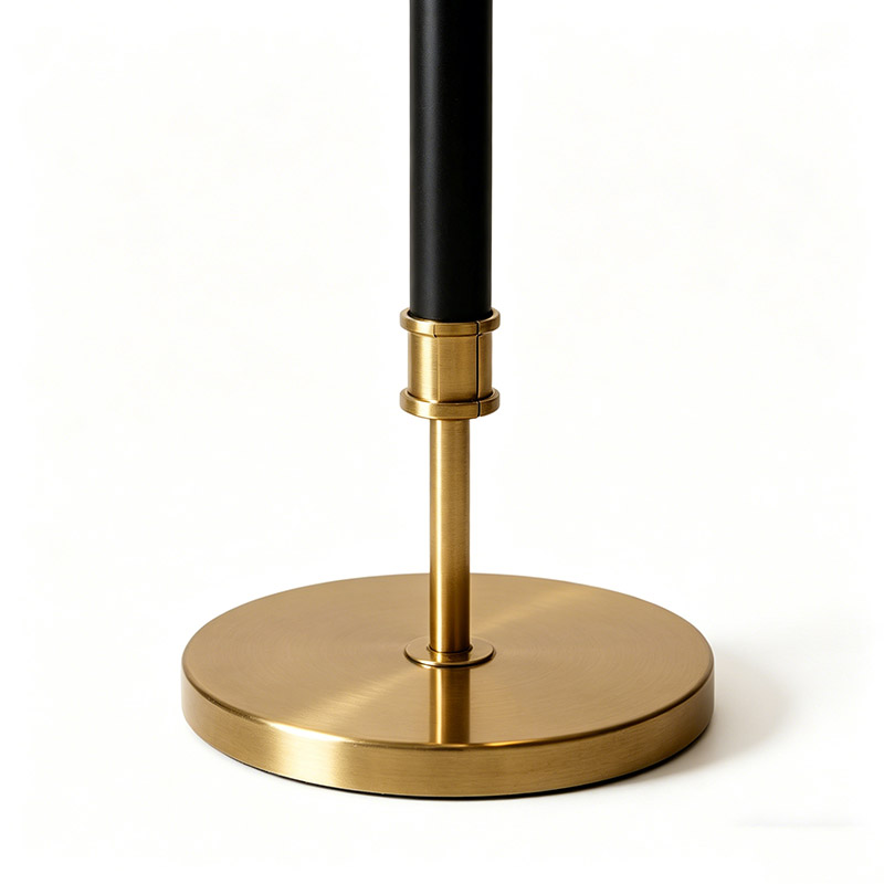 Two-Tone Leather & Brass Floor Lamp Set - Image 6