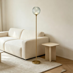 Modern Glass Globe & Metal Floor Lamp