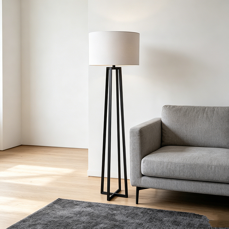 Geometric Open-Frame Metal Floor Lamp Set