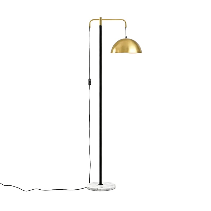Modern Two-Tone Dome-Shade Floor Lamp With Marble Base - Image 4