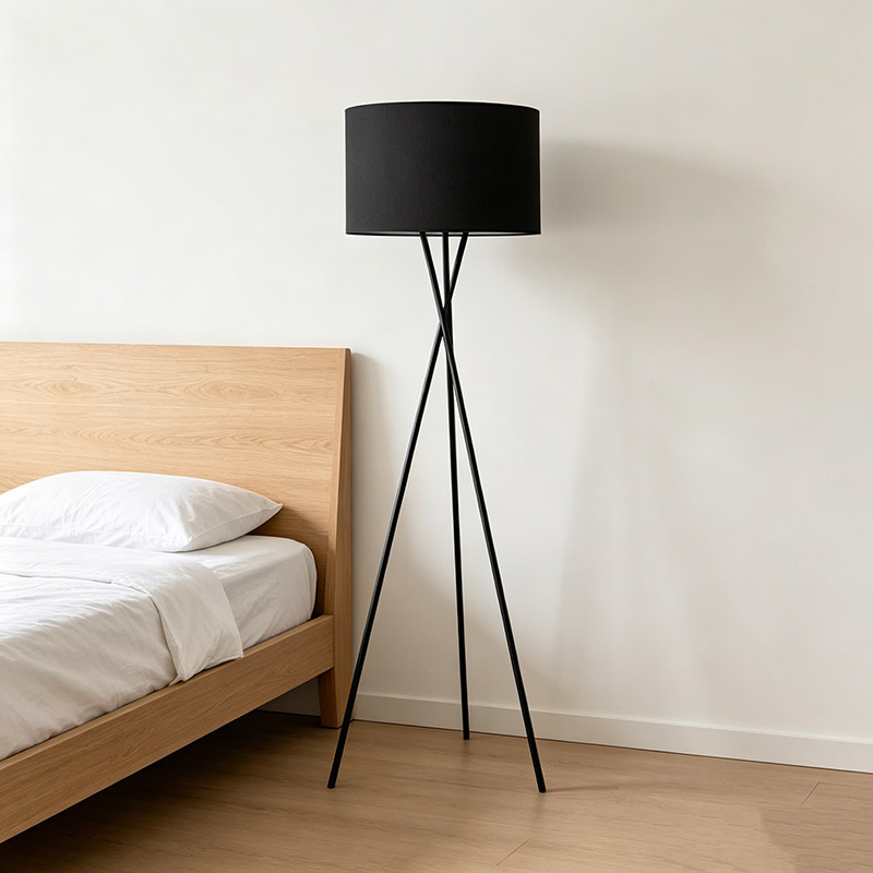 Crossed Tripod Black Metal Floor Lamp