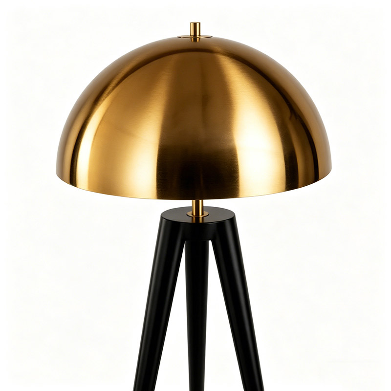Mid-Century Dome-Shade Tripod Metal Floor Lamp - Image 2