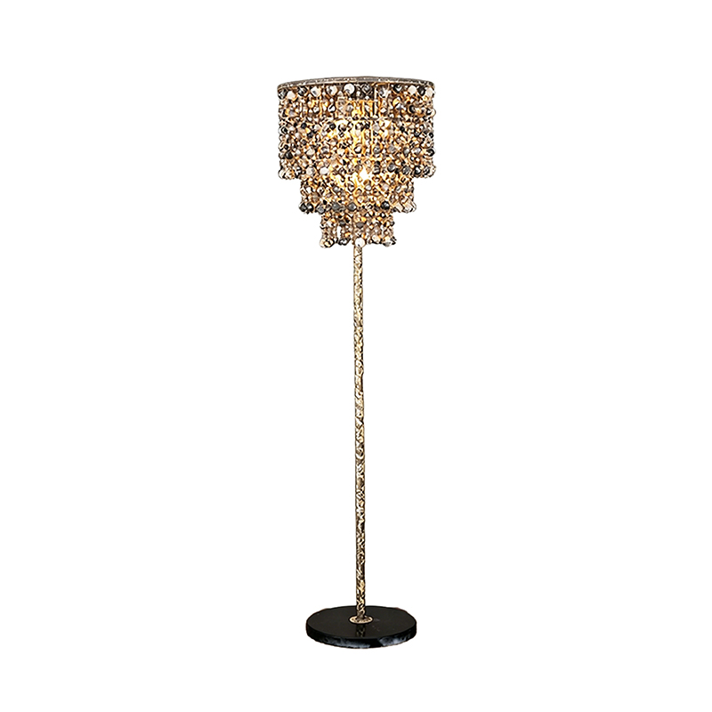 Glamorous Tiered Crystal Floor Lamp With Marble Base - Image 3