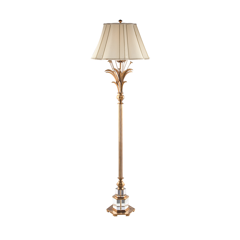 Classic Brass & Crystal Floor Lamp With Fabric Shade - Image 3