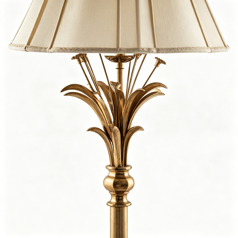Classic Brass & Crystal Floor Lamp With Fabric Shade - Image 2