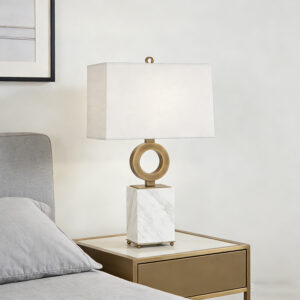 Modern Minimalist Marble & Iron Table Lamp With Fabric Shade