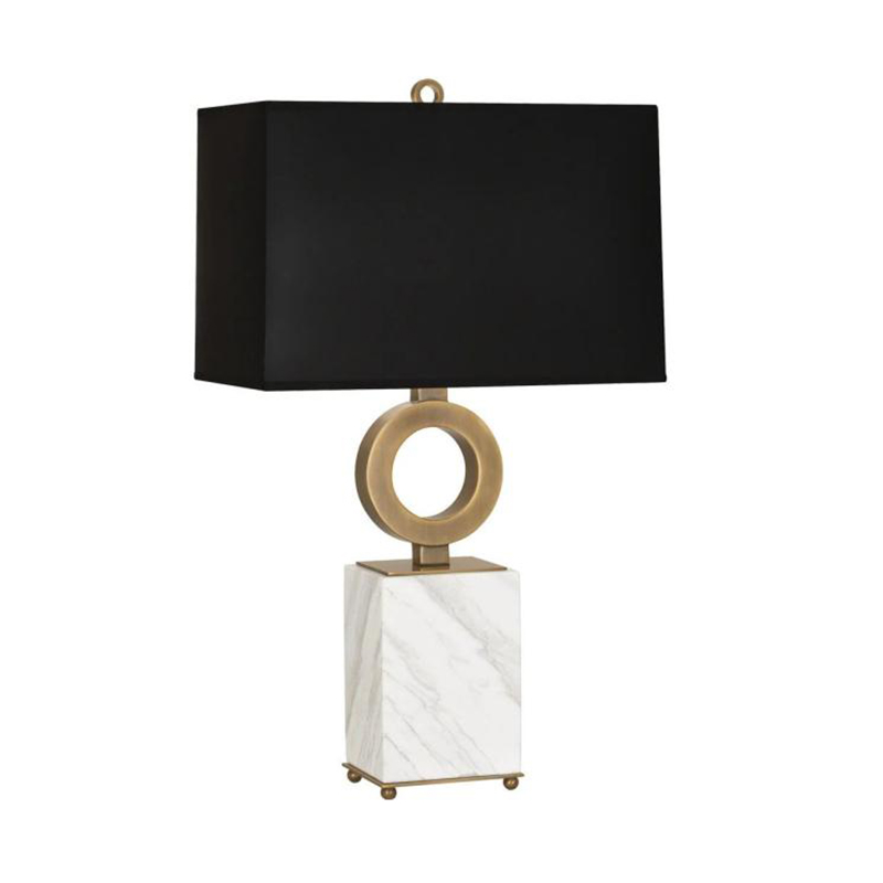 Modern Minimalist Marble & Iron Table Lamp With Fabric Shade - Image 8