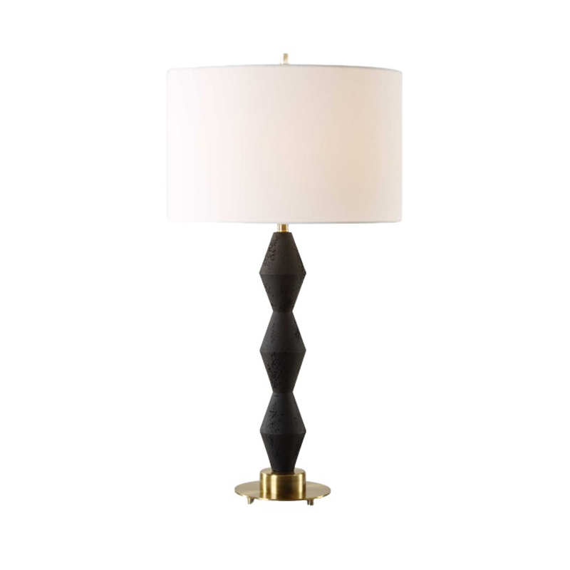 Contemporary Geometric Iron & Resin Table Lamp With Fabric Shade - Image 3