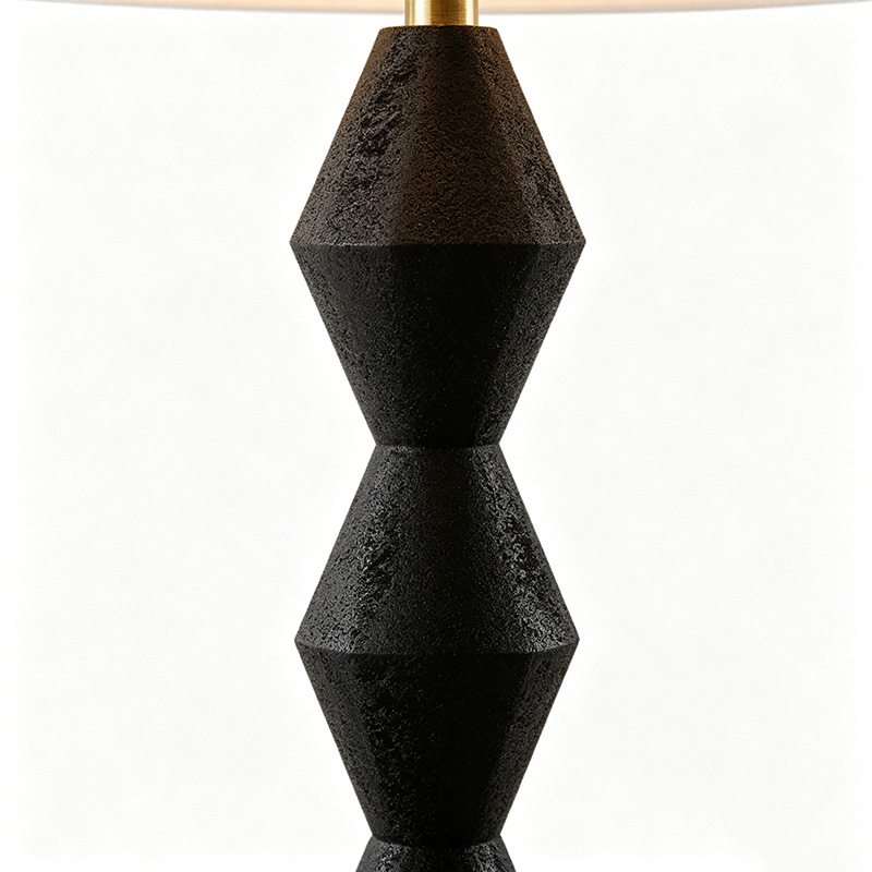Contemporary Geometric Iron & Resin Table Lamp With Fabric Shade - Image 2