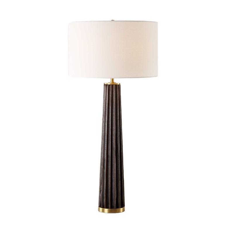 Contemporary Geometric Iron & Resin Table Lamp With Fabric Shade - Image 7