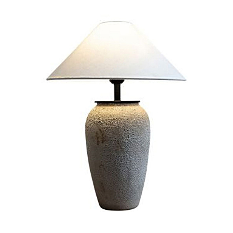 Wabi-Sabi Textured Speckled Ceramic Desk Lamp With Linen Shade And Metal Accents - Image 8