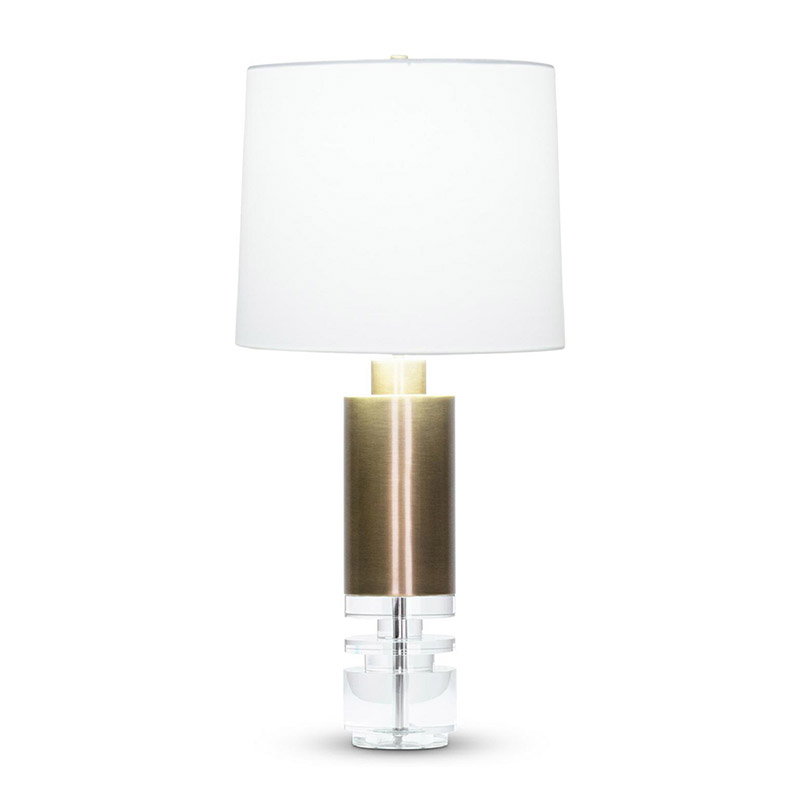 Modern Contemporary Iron And Crystal Table Lamp With Drum Fabric Shade - Image 6