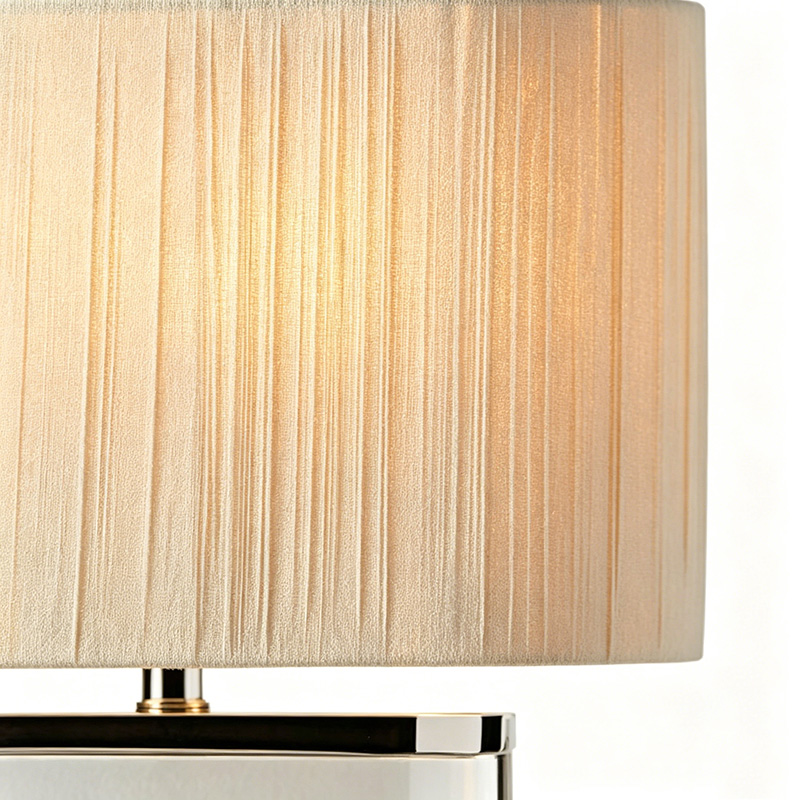 Modern Luxe Iron And Crystal Table Lamp With Ribbed Fabric Shade - Image 2