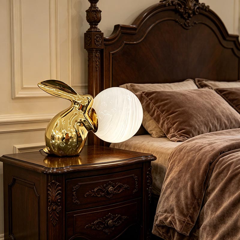 Unique Whimsical Brass & Glass Rabbit Rechargeable Ambient Lamp Collection - Image 4