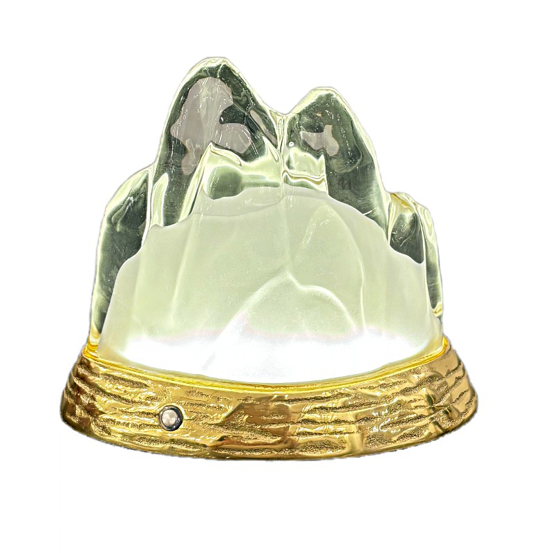 Artistic Mountain Shaped Brass & Glass Rechargeable Table Lamp - Image 4