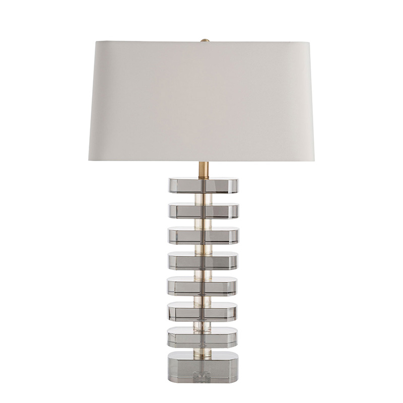 Contemporary Stacked Iron & Crystal Table Lamp With Fabric Shade - Image 4