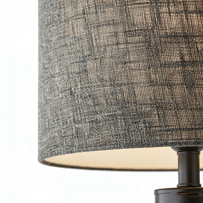 Modern Cylindrical Iron & Crystal Table Lamp With Fabric Shade - Image 6