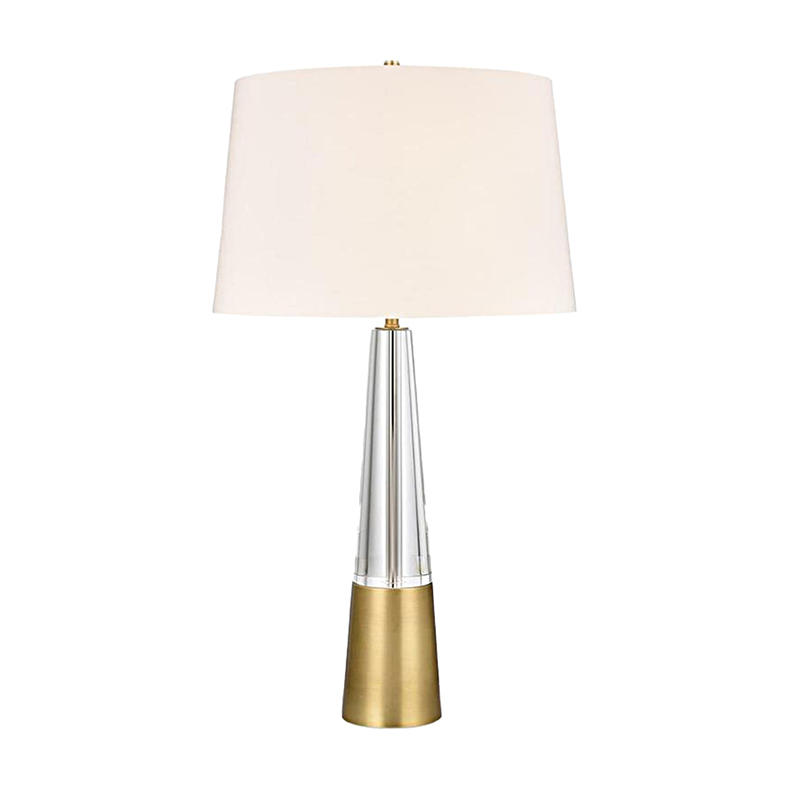 Modern Tapered Iron & Crystal Table Lamp With Fabric Shade - Image 4