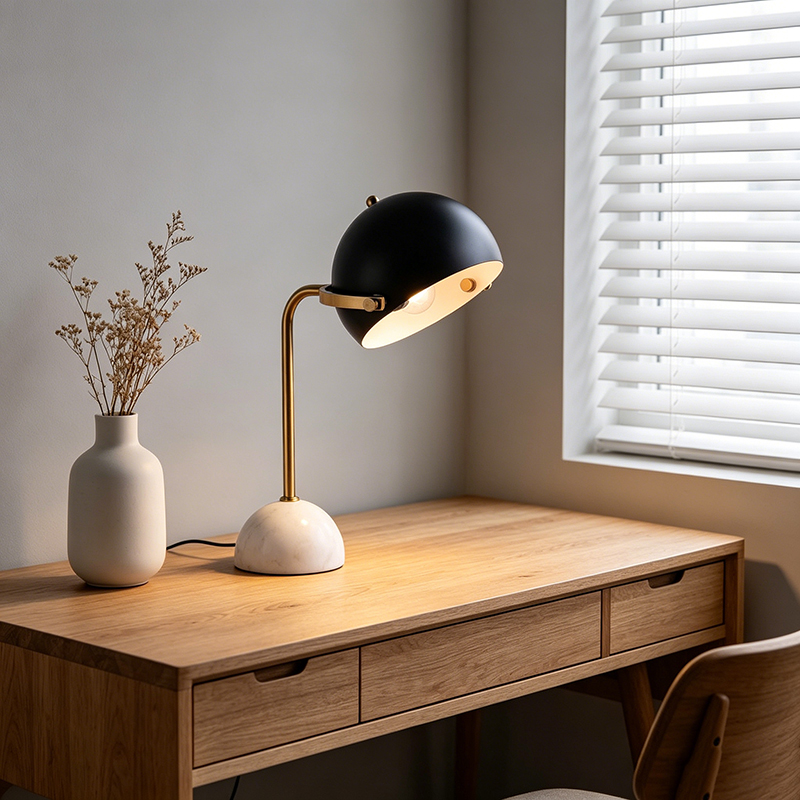 Modern Luxury Iron & Marble Adjustable Dome Task Desk Lamp (2 Sizes)