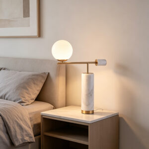 Modern Luxury Iron, Marble & Glass Globe Task Desk Lamp Collection
