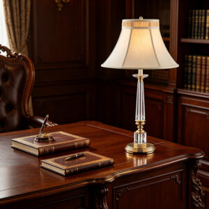 Timeless Elegance Brass And Crystal Table Lamp With Pleated Fabric Shade