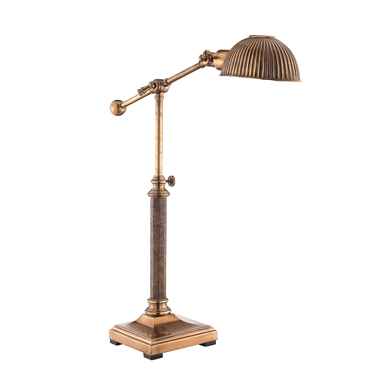 Vintage Brass & Aluminum Adjustable Ribbed Shade Task Desk Lamp - Image 3