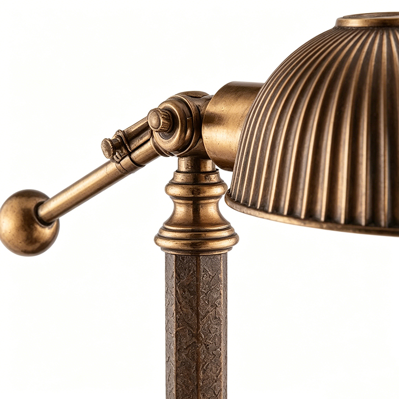 Vintage Brass & Aluminum Adjustable Ribbed Shade Task Desk Lamp - Image 2
