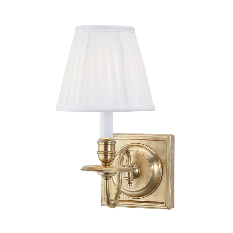 American Classic Polished Brass Wall Lamp With Pleated Fabric Shades (Single & Dual-Head Options) - Image 3
