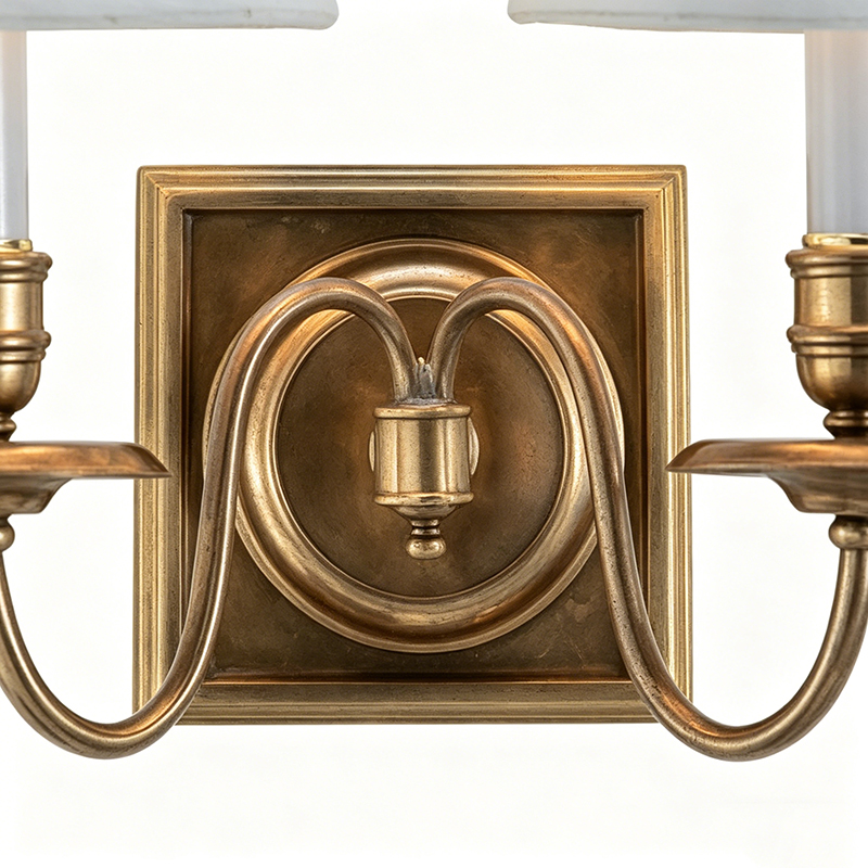 American Classic Polished Brass Wall Lamp With Pleated Fabric Shades (Single & Dual-Head Options) - Image 5