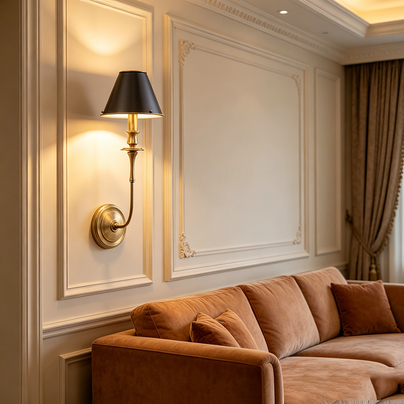 Classic Brass Bell-Shade Wall Sconce (Single Head Antique Brass / Double Head Bronze Options)