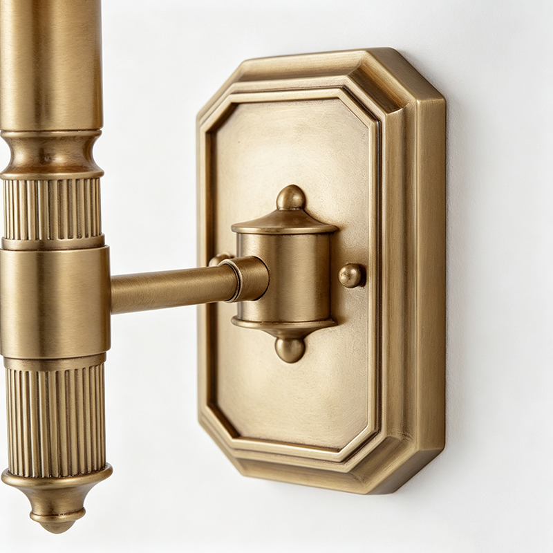Antique Brass Classic Wall Sconce With Black Bell-Shaped Shade - Image 5
