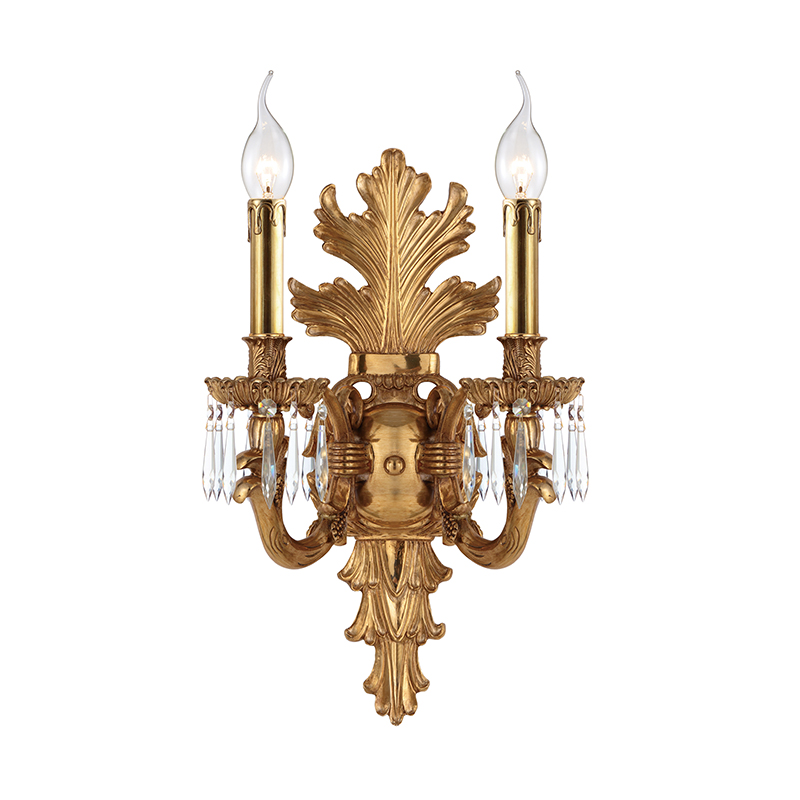 French Ornate Leaf Motif Solid Copper Double Wall Sconce - Image 3