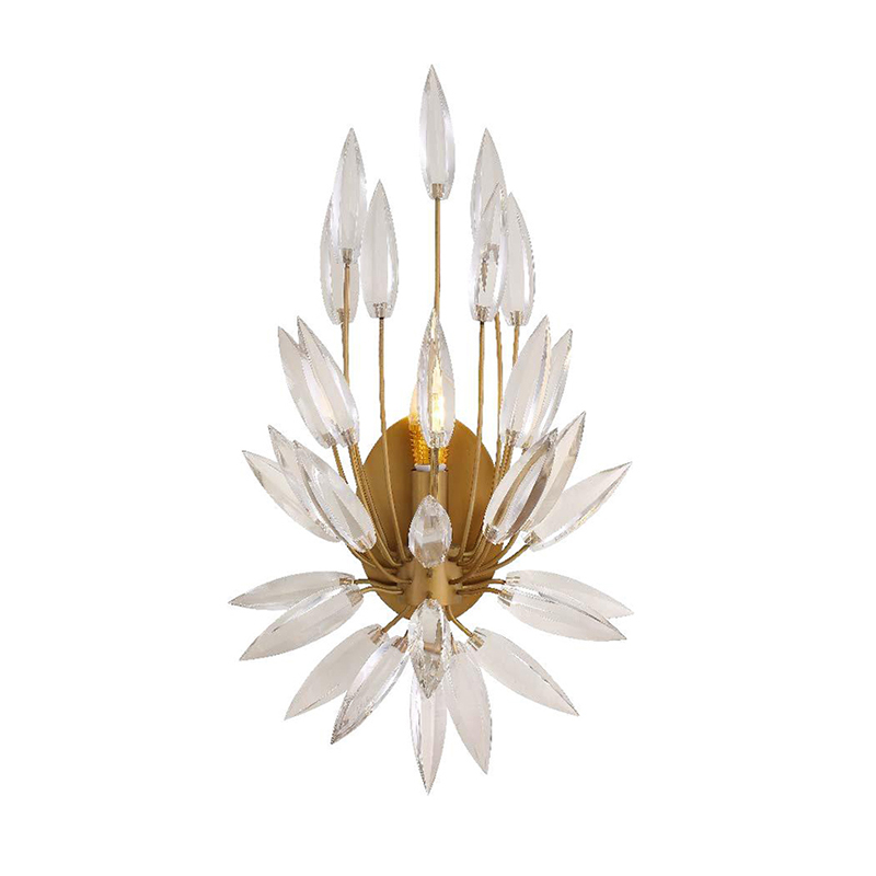Luxury Crystal & Brass Wall Sconce Collection – Brass Frame With Crystal Leaf Accents, 3 Distinct Styles For Glamorous Home Lighting - Image 4