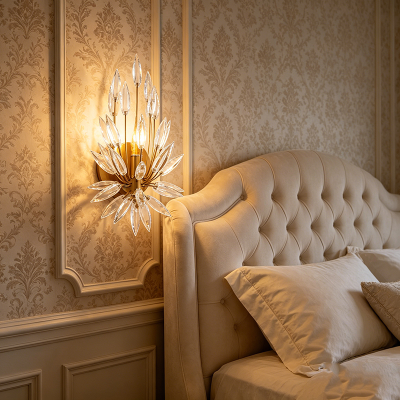 Luxury Crystal & Brass Wall Sconce Collection – Brass Frame With Crystal Leaf Accents, 3 Distinct Styles For Glamorous Home Lighting - Image 2