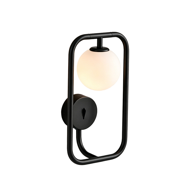 Modern Metal Frame Wall Sconce, 2 Finishes Glass Globe Work Light - Image 5