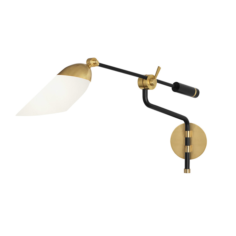 Mid-Century Adjustable Swing Arm Wall Sconce, 2 Finishes Glass Shade Task Light - Image 3