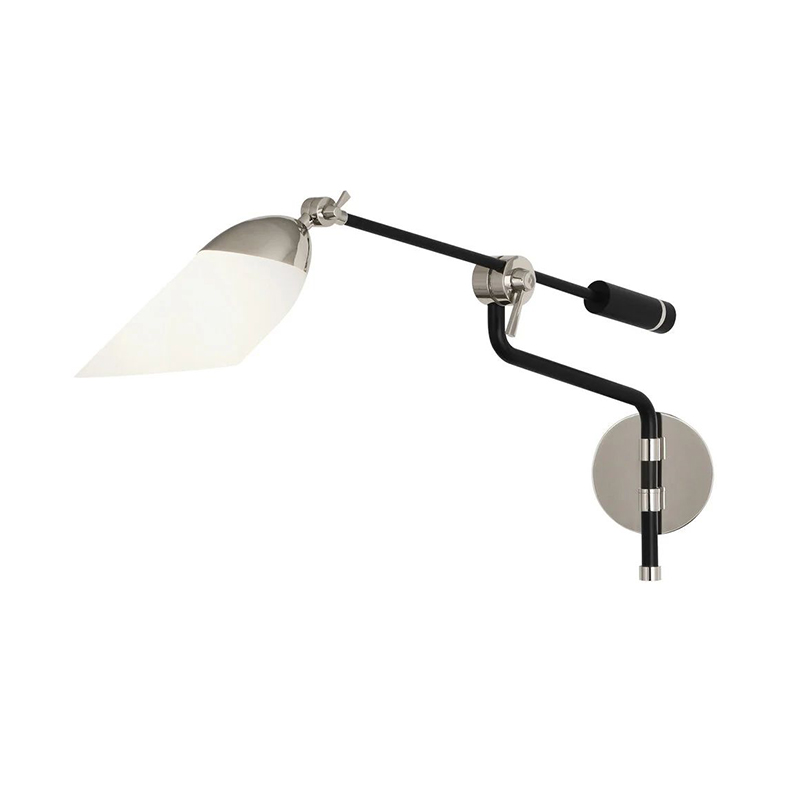 Mid-Century Adjustable Swing Arm Wall Sconce, 2 Finishes Glass Shade Task Light - Image 6
