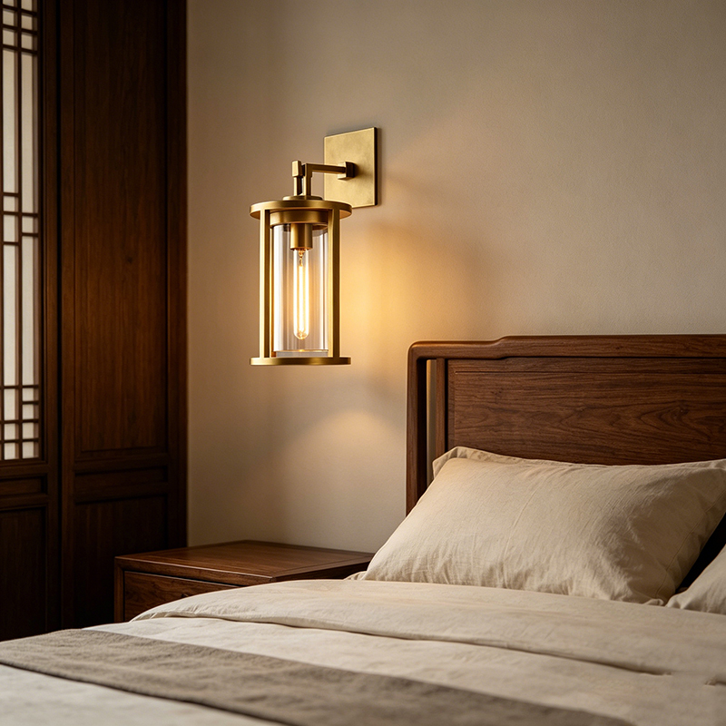 Minimalist Bronze Frame Lantern Wall Lamp - Image 6