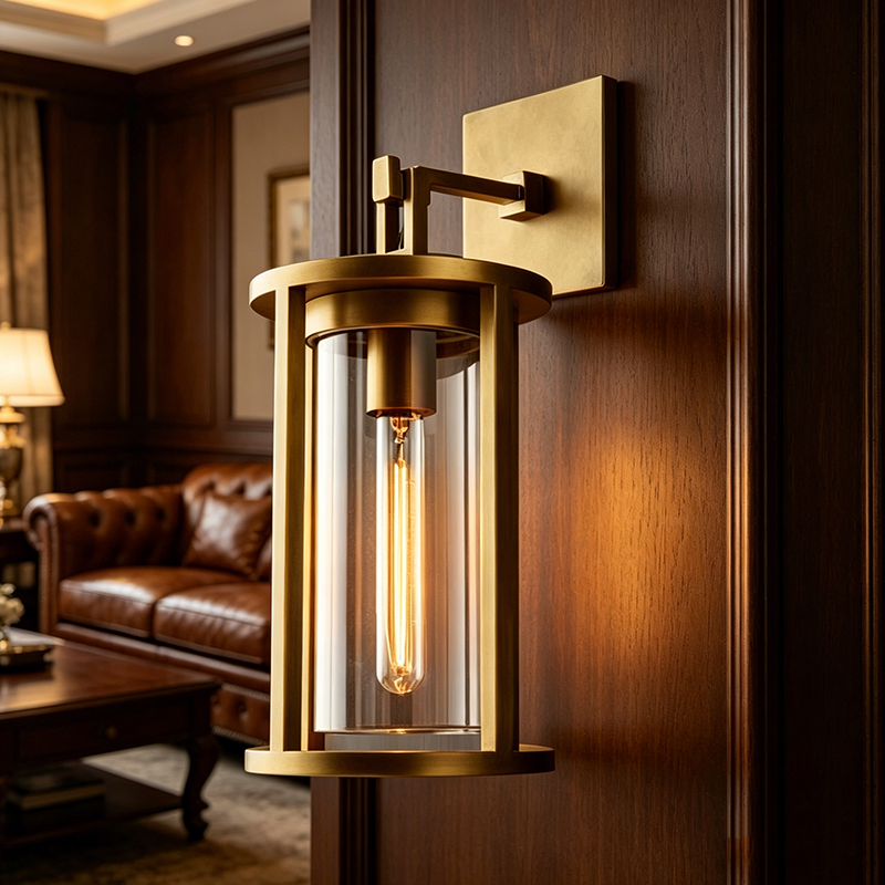 Minimalist Bronze Frame Lantern Wall Lamp - Image 5