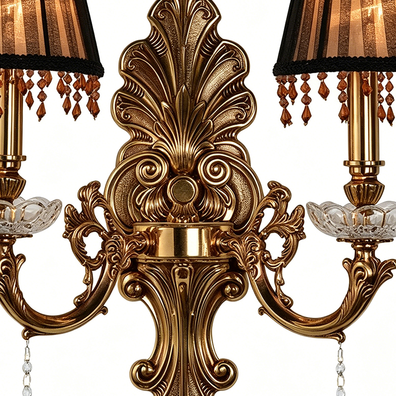 Vintage French Ornate Brass Wall Sconce - Image 2