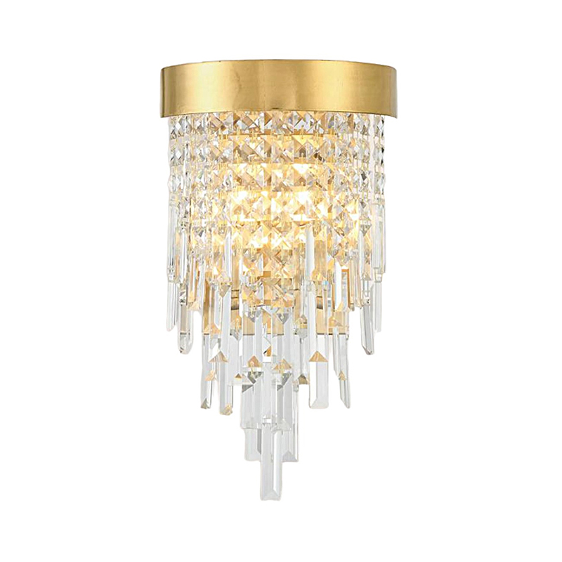 Luxury Tiered Crystal Waterfall Wall Lamp with Warm Gold & Antique Brass Finish - Image 4