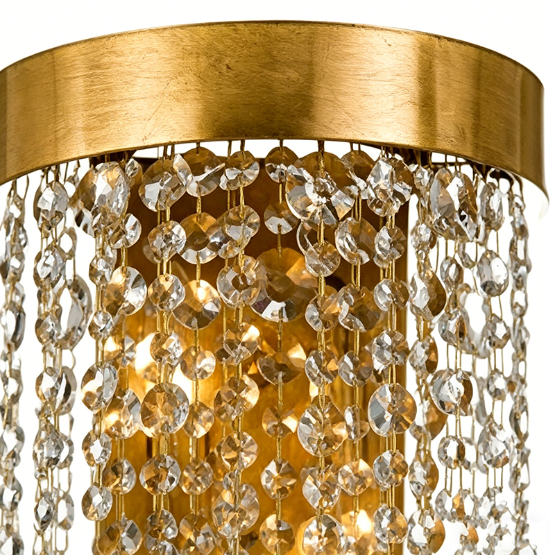 Luxury Tiered Crystal Waterfall Wall Lamp with Warm Gold & Antique Brass Finish - Image 6