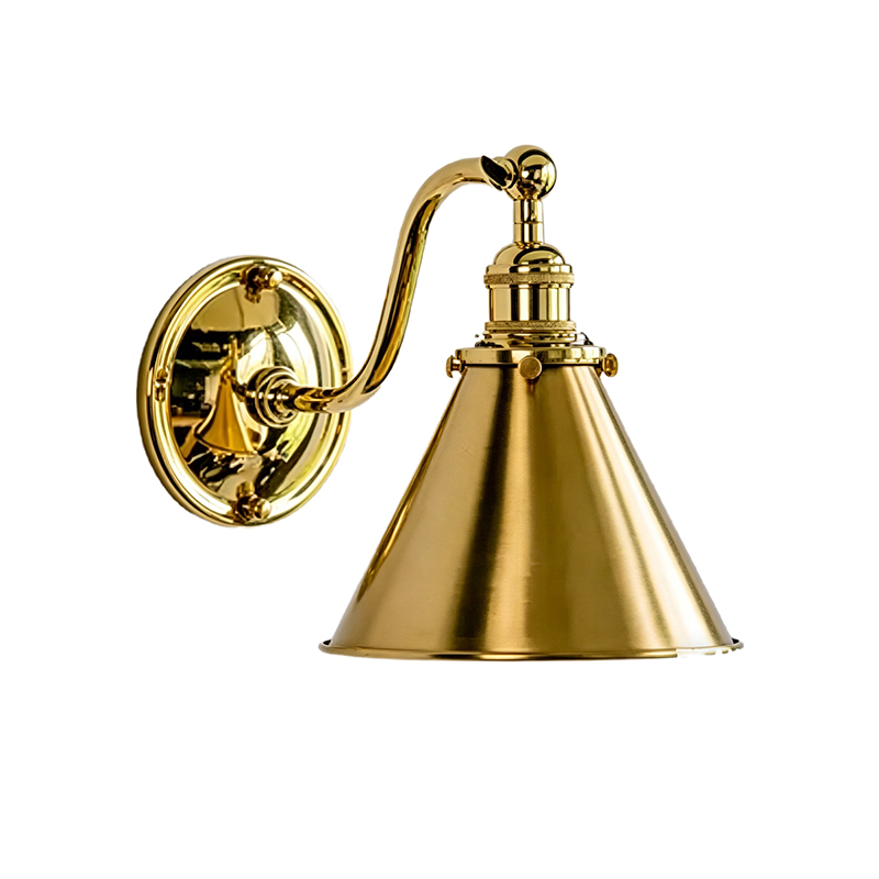 Polished Brass Cone Wall Sconce, Adjustable Vintage Task Light - Image 3