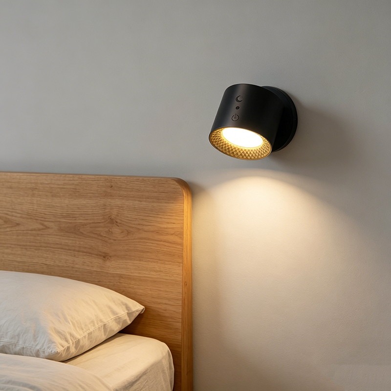 Adjustable ABS Rechargeable Wall Lamp, 2-Color Touch Control LED Sconce