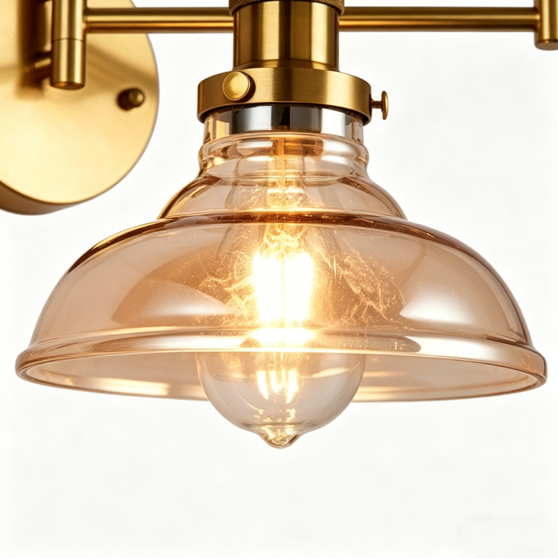 Vintage Brass Swing Arm Wall Sconce, 3 Styles Glass Shade Task Light - Image 2